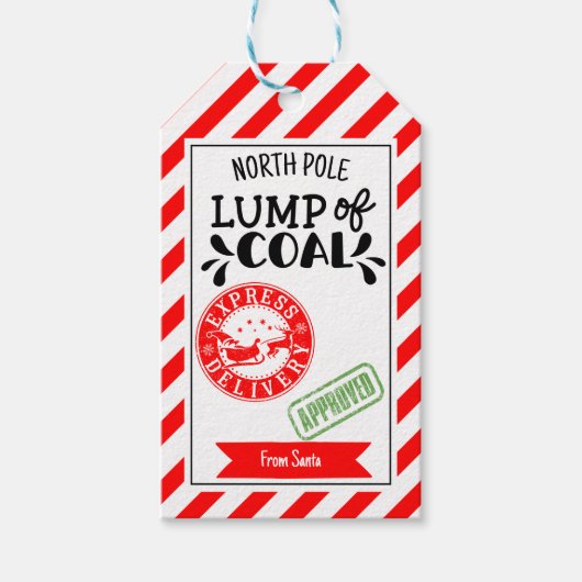 Klumpen steenkool grappige funky kerst secret sant cadeaulabel (Voorkant)