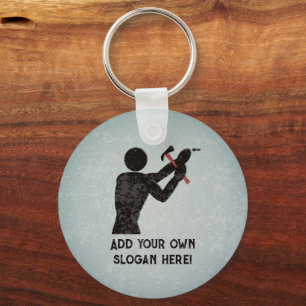 Klusjesman - Doe-het-zelf-man met hamer - Voeg eig Sleutelhanger