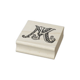 KM Initials MK Monogram Rubber Ink Stamp Wedding Rubberstempel