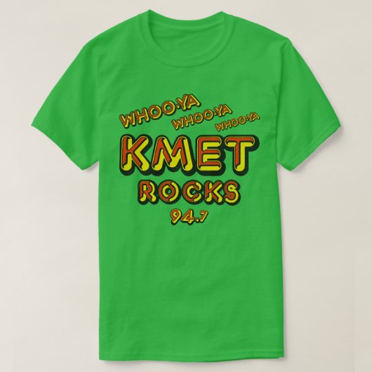 KMET Rocks Retro-radiostation van Los Angeles T-shirt (Design voorkant)