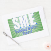 KMO-ONDERWERP DESKUNDIGENWITTE/BLAUW-LOGO RECHTHOEKIGE STICKER (Envelop)