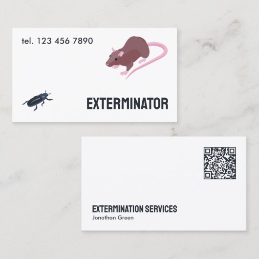 Knaagdier Pest Exterminator QR Visitekaartje (Voorkant / Achterkant)