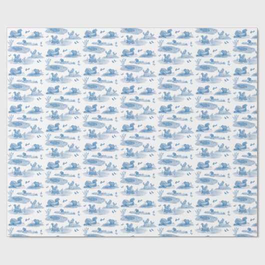 Knaagdier Toile Wrapping Paper (Slate Blue) Cadeaupapier (Vlak)