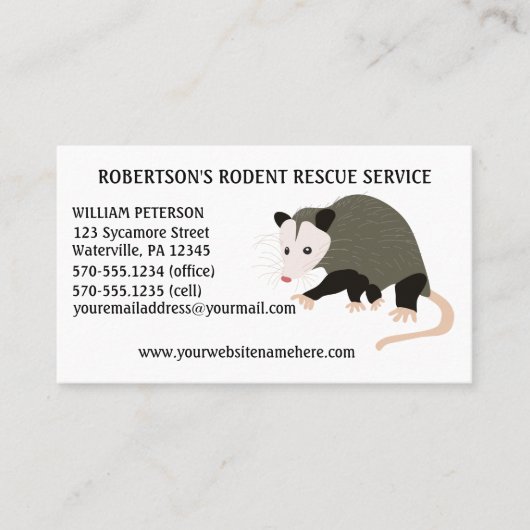 Knaagdierverwijdering Possum illustratie Visitekaartje (Voorkant)