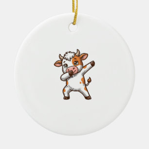 Knabbelende Cute Cow Vintage Gravure T-Shirt Ontwe Keramisch Ornament