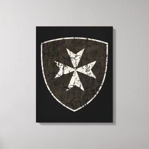 Knachten Hospitaller Cross, verstoord Canvas Afdruk