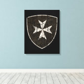 Knachten Hospitaller Cross, verstoord Canvas Afdruk (Insitu (Houten vloer))