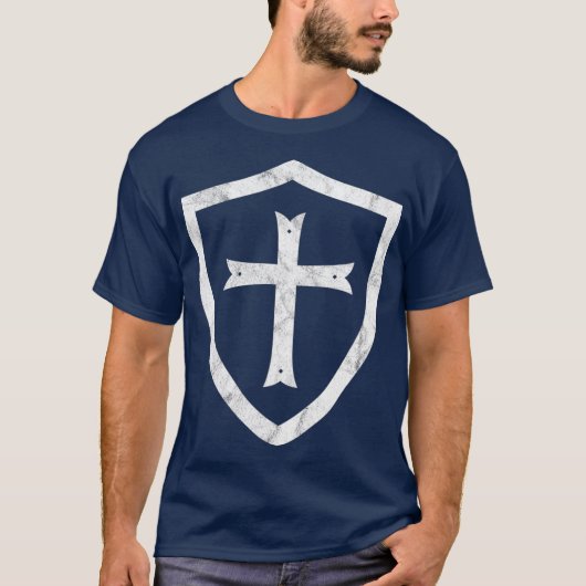 Knachten Templar Cross en Shield  Geschiedenis T-shirt (Voorkant)