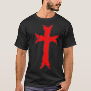 Knachten Templar Crusader Distress Cross Medieval T-shirt