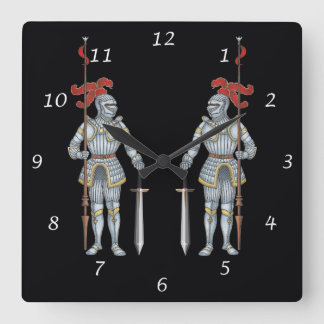 Knachten Wachten op een gevecht in Armor Vierkante Klok