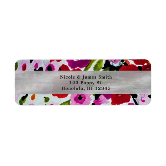 Knal van felle kleuren waterverf bloemen etiket (Voorkant)