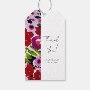 Knal van Krachtige Kleur Inktige Waterverf Bloemen Cadeaulabel