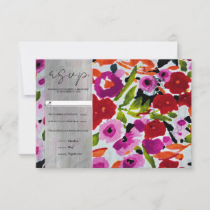 Knal van Krachtige Kleur Inktige Waterverf Bloemen RSVP Kaartje