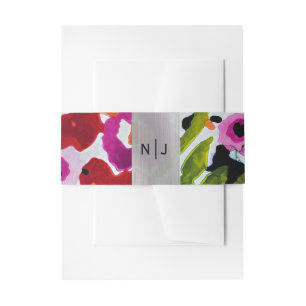 Knal van vette kleur Inktige waterverf bloemen bru Uitnodigingen Wikkel