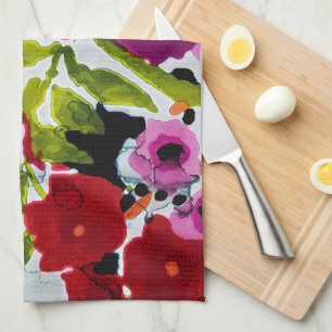 Knal van vette kleur Inktige waterverf bloemen Theedoek