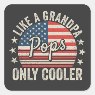 Knalt als een opa, alleen cooler Amerikaanse vlag Vierkante Sticker