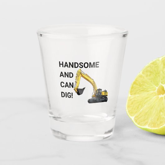Knap en Kan Graven Graafmachine Bouw Grappig Shot Glas (Voorkant)