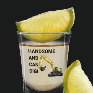 Knap en Kan Graven Graafmachine Bouw Grappig Shot Glas