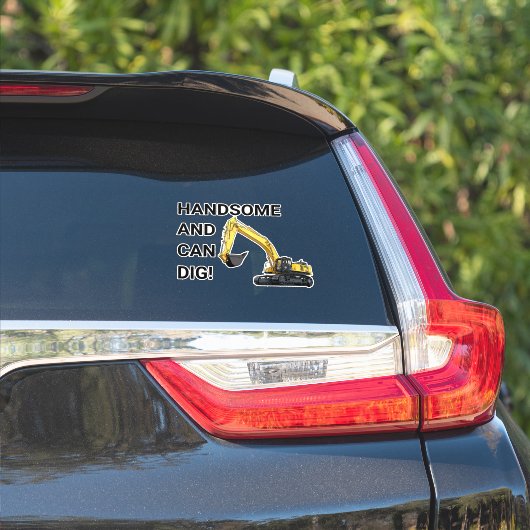 Knap en Kan Graven Graafmachine Bouw Grappig Sticker (Auto Zijkant)