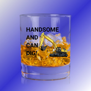 Knap en Kan Graven Graafmachine Bouw Grappig Whisky Glas
