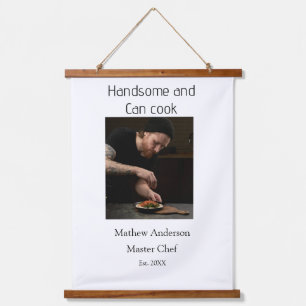 Knap en kan koken voeg naam masterchef datum toe hangend wandkleed