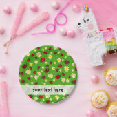 knap ladybug- en daisy-bloempatroon groen papieren bordje (Feest)