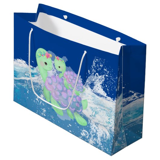 Knap mammie en baby schildpad groot cadeauzakje (Voorkant Gekanteld)