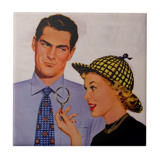Knap man en vrouw mevrouw Arlene Sherlock Holmes Tegeltje (Voorkant)