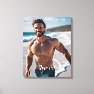 Knap Man op een strand Canvas Afdruk