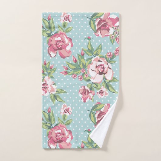 Knap vrouwelijk roos met stippen blauw patroon bad handdoek (Handdoek)