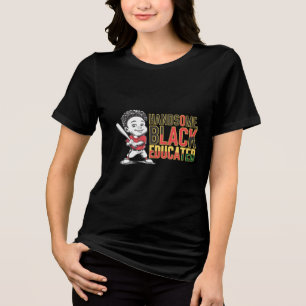 Knap, zwart en honkbal sterk Tri-Blend shirt