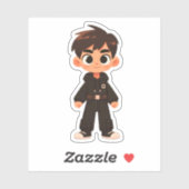 Knappe cartoon jongen sticker (Vel)