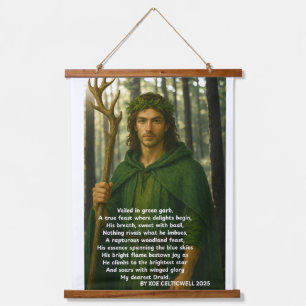 Knappe druïde met een gedicht van Xoe Celticwell Hangend Wandkleed