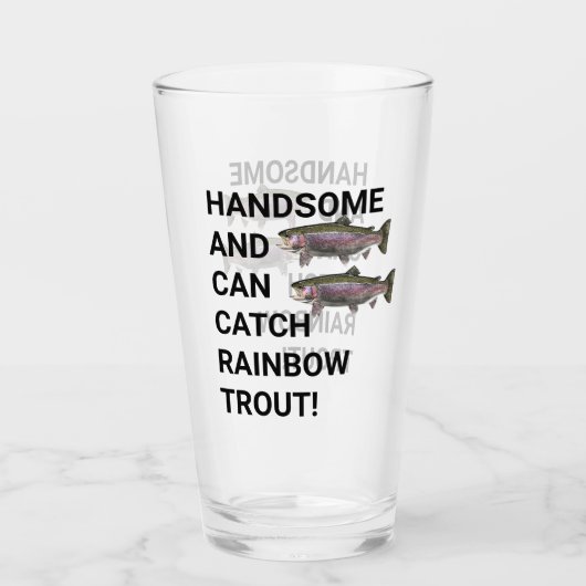 Knappe en kan regenboogforel vangen Gevist Glas (Voorkant)