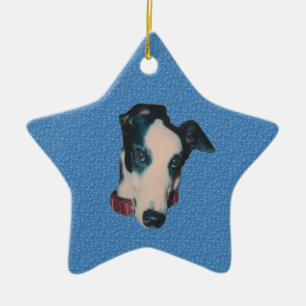 Knappe Greyhound Face Dog Ornament