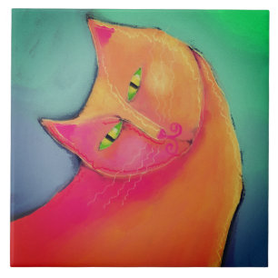Knappe Jongen Abstract Digitaal Schilderen Tegeltje