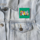 Knappe knuffels vierkante button 5,1 cm (In situ)