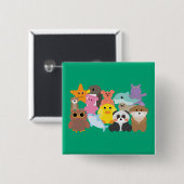 Knappe knuffels vierkante button 5,1 cm (Voorkant /achterkant)