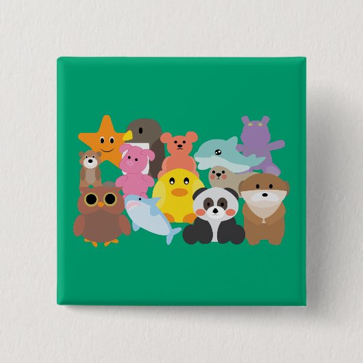 Knappe knuffels vierkante button 5,1 cm (Voorkant)