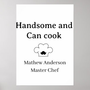 knappe man die kan koken master chef man keuken ko poster