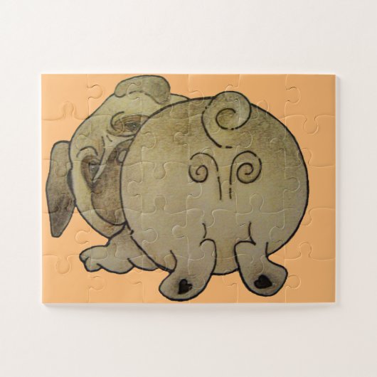 knappe puppy dog speelt boeiend bruin legpuzzel (Horizontaal)