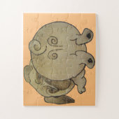 knappe puppy dog speelt boeiend bruin legpuzzel (Verticaal)