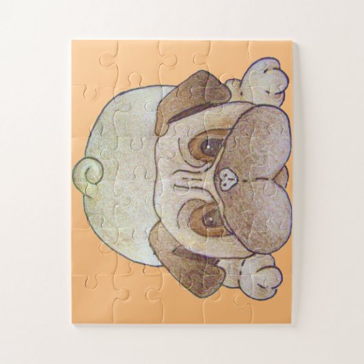 knappe puppy dog speelt boeiend bruin legpuzzel (Verticaal)