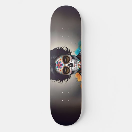 Knappe Sugar Skull Man Jongen Tiener Schaats Deck Skateboard (Voorkant)