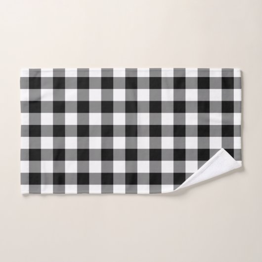 Knappe zwart-wit Gingham Patroon Handdoek Set (Handdoek)