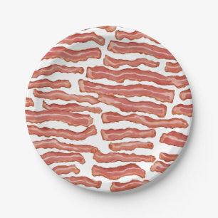 Knapperig Bacon Patroon Papieren Bordje