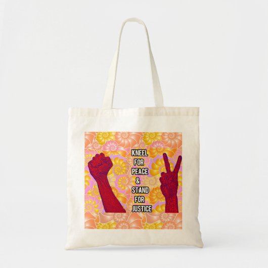 Kneel for Peace and Stand for Justice (V2) Tote Bag (Voorkant)