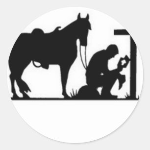 Kneeling Cowboy Ronde Sticker