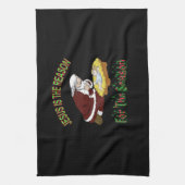 Kneeling kerstman met Baby Jezus is de Reason T-Sh Theedoek (Verticaal)