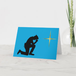 Kneeling Policeman Silhouette kerstkaart Kaart